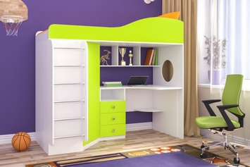 Кровать-чердак "Кадет-1" Ярофф Москва с металл. лестницей 