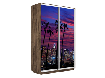 Шкаф-купе Экспресс Люкс 2-х дверный (Фото №1014 Закат над городом)