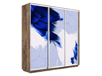 Шкаф-купе Экспресс Люкс 3-х дверный (Фото №1010 Абстракция бело-голубая)