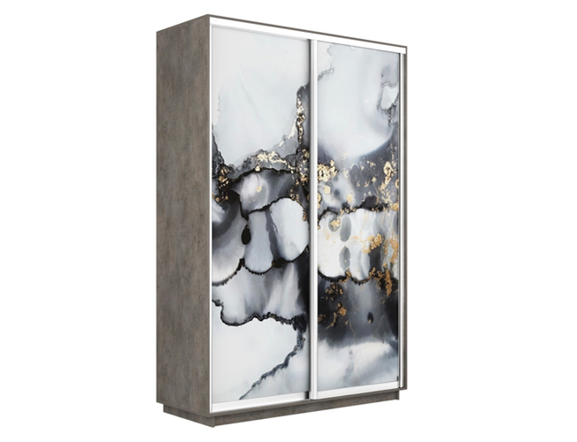 Шкаф-купе Экспресс Люкс 2-х дверный (Фото №1001 Абстракция серая), Бетон