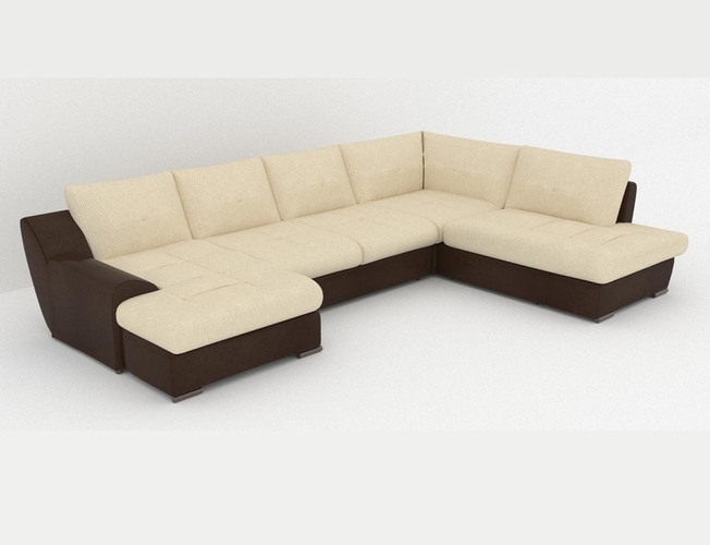 Диван модульный Чикаго Idea рогожка, Cometa Dark Brown /Саванна милк