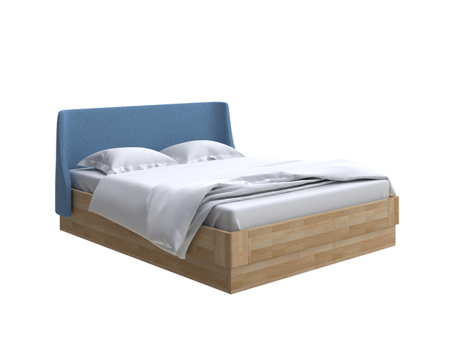 Кровать Lagom Side Wood с подъемным механизмом, Лама индиго