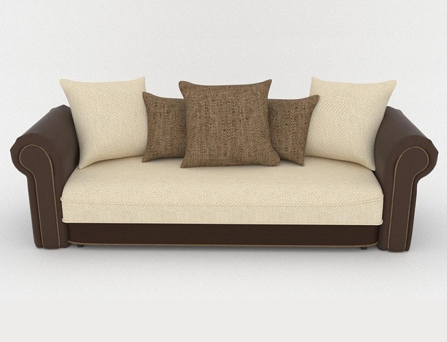 Диван Гамбург "Марал" КЗ – Cometa Dark Brown «Арбен»  Рогожка – Саванна милк 