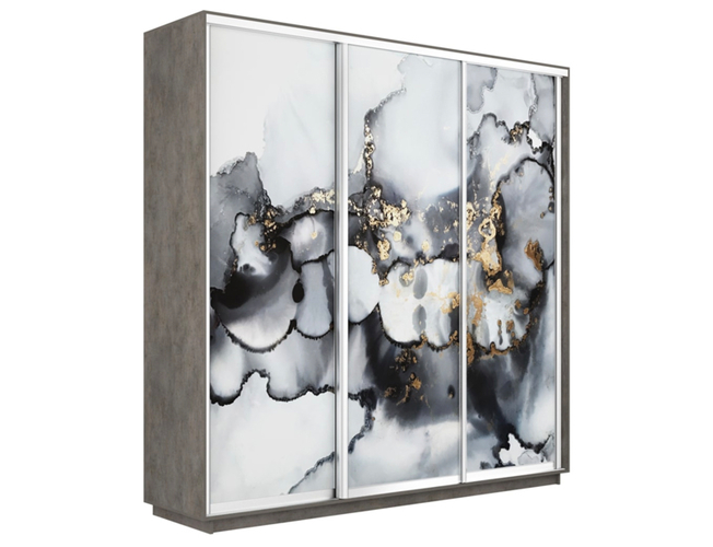 Шкаф-купе Экспресс Люкс 3-х дверный (Фото №1001 Абстракция серая), Бетон