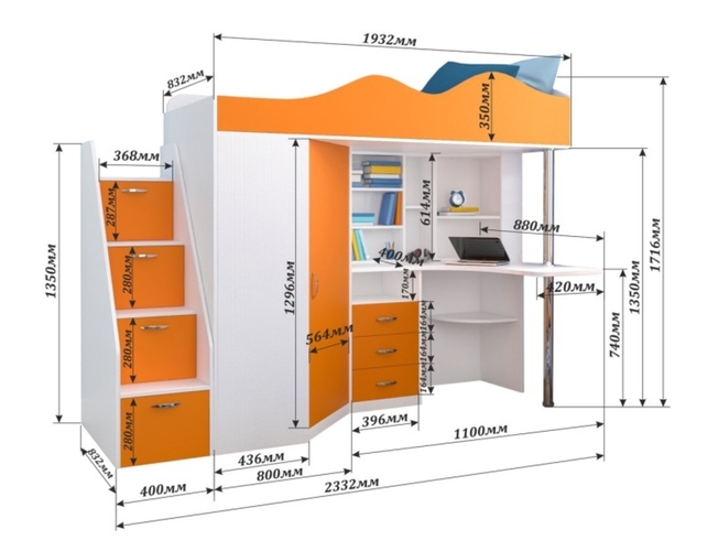 Кровать-чердак  Ярофф Москва