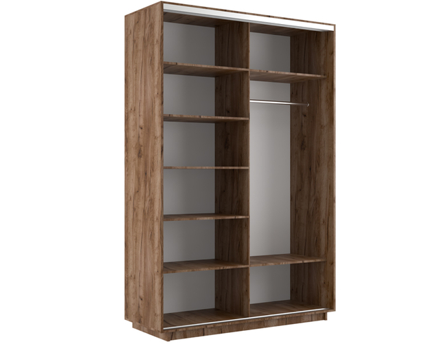 Шкаф-купе Экспресс Люкс 2-х дверный (Фото №1014 Закат над городом), Дуб табачный