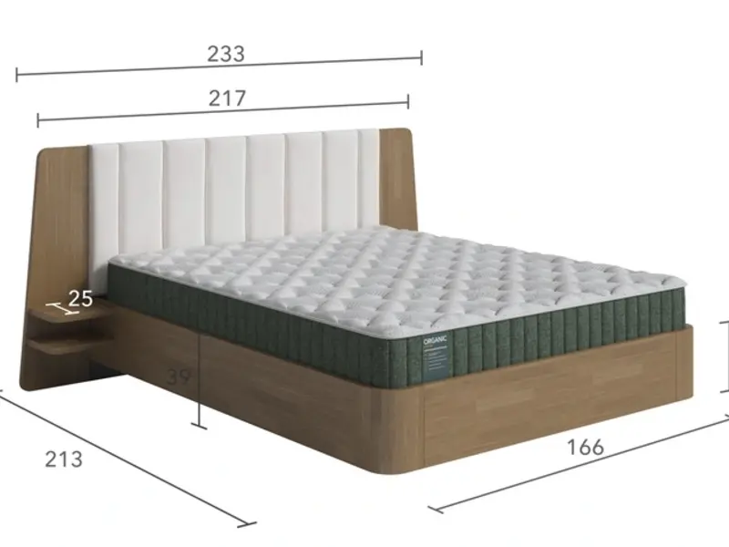 Парящая кровать FlyWood с полками (береза)