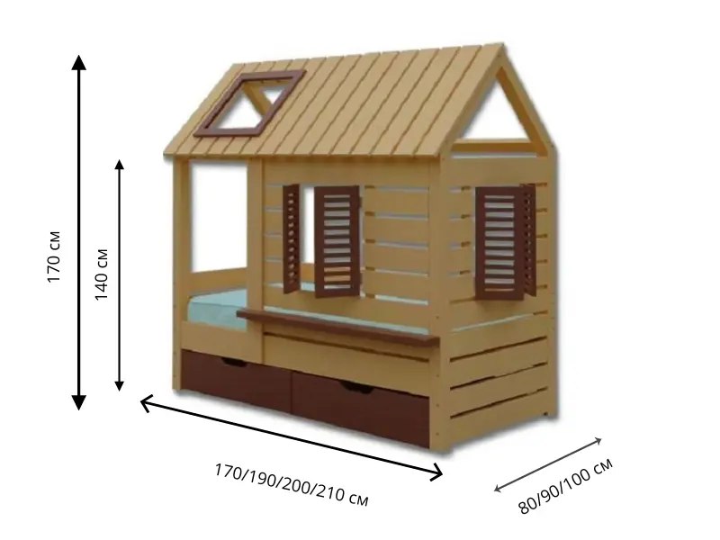 Детская кровать Велес Домик №3 с ящиками
